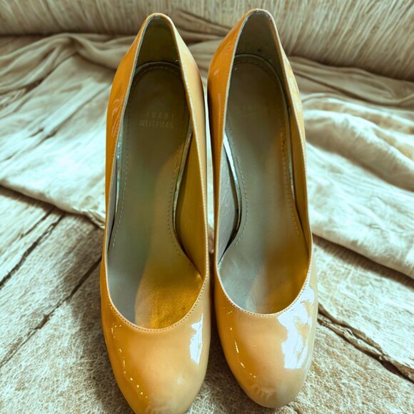 Stuart Weitzman Womens Nude Patent Leather High Heel Pumps Size 10 - Picture 2 of 5
